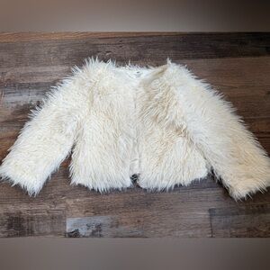 H&M Cream Faux Fur Jacket 3/4T